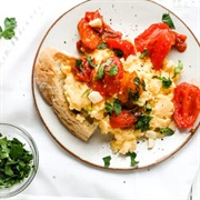 Scrambled Egg on Toast With Lyutenitsa