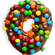 Vanilla Glazed Blueberry Donut With M&M's