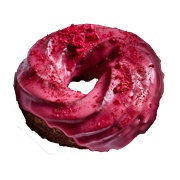 Vanilla Iced and Cream-Filled Red Velvet Cruller With Chocolate Chips