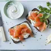 Open Topped Smoked Salmon & Cream Cheese Sandwich