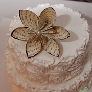 Cake Decorated With Book Page Flowers