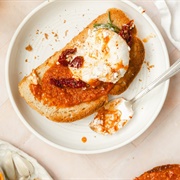 Goat Cheese and Pesto Rosso Toast