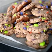 Halloween Maple Almond Butter Peanut M&M Cookie