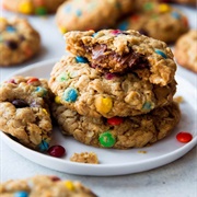 Peanut Butter Cup Surprise Monster Cookies