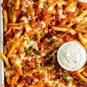 Crumbled Sausage Crinkle Cut Fries