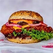 Pickled Red Onion and Fried Chicken Sandwich