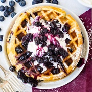 Waffle With Whipped Cream and Blueberries (Morning Glory)