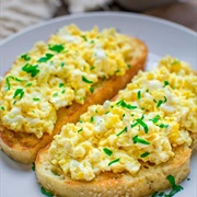 Scrambled Egg on Toast With Ajvar