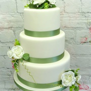 Wedding Cake Decorated With Ribbon