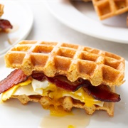 Waffle Egg Sandwich With Spicy Maple Butter