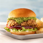 Sliced Avocado and Fried Chicken Sandwich