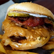 Peanut Butter Pickle Bacon Burger