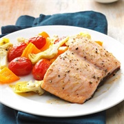 Caesar Salmon With Roasted Tomatoes & Artichokes