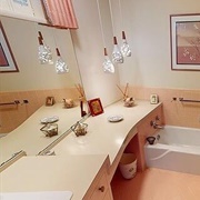 Pendant Lights Flanking Bathroom Mirror