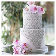Wedding Cake With Stenciled Lace Pattern