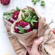 Hummus and Beetroot Falafel Wrap
