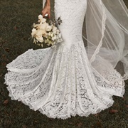 Wedding Gown With Eyelash Lace Trim