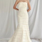 Horizontal Bands of Fabric Wedding Dress