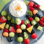 Fruit Kabobs With Cheesecake Dip