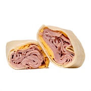 Ham and Marble Cheddar Naan Wrap With Frank's Redhot Sauce