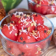 Watermelon, Coconut, and Hot Tamale Sundae