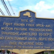 Site of the First Known Free Open-Air Motion Picture Presentation