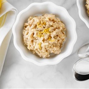 Lemon Rice Pudding With Dried Cranberries, and Cashews