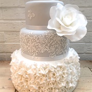 Lace and Ruffles Wedding Cake