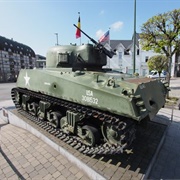 McAuliffe Memorial and Sherman Tank