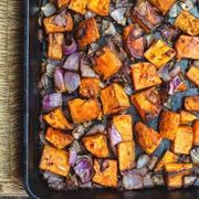 Roasted Sweet Potatoes and Red Onions