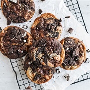 Chocolate Iced and Cookie Dough-Filled Cruller With Crushed Oreos