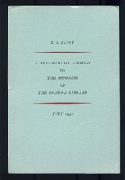 An Address to Members of the London Library (T. S. Eliot)