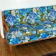 Floral Sofa With Wooden Arms