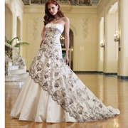 Wedding Dress With Colored Lace Overlay