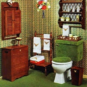 Dark Colors and Wood in Bathroom