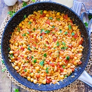 One-Pot Tomato and Chickpea Orzo