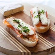 Salmon and Camembert Open Sandwich