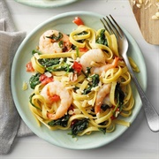 Spinach Shrimp Fettuccine