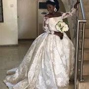 Damask Fabric Wedding Gown