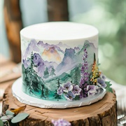 Nature Scene Painted on Cake