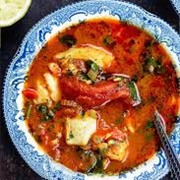 Fish Soup With Tomatoes and Mushrooms