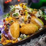 Chipotle Barbecue Pork and Street Corn Mini Corn Dogs