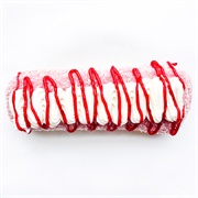 Glazed Cream-Filled Red Velvet Long John With Vanilla Drizzle