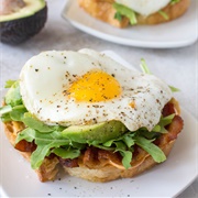 Fried Egg and Vegetable Patty Open-Faced Sandwich