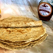 Grilled Derbyshire Oatcake With Maple Syrup