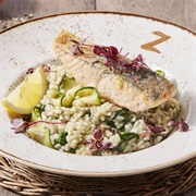 Pan-Fried Salmon & Pesto Risotto