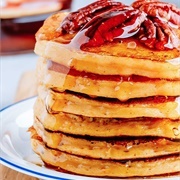 Pecan Pancakes With Strawberry Syrup