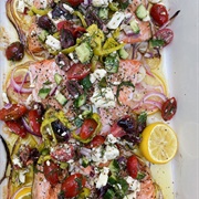 Greek Salmon With Olives