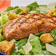 Classic Caesar Salad With Grilled Salmon