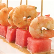 Watermelon and Shrimp Skewers